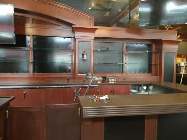 Construction Project by DCB Construction Sacramento One half of a newly renovated bar in a restaurant in Sacramento CA
